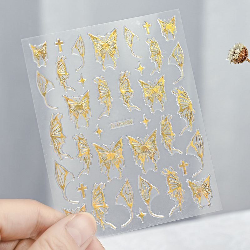 Laser Gold And Silver Gothic Liquid Butterfly Nail Art Sticker