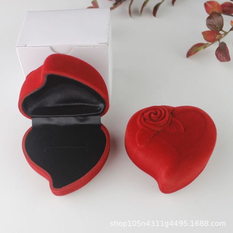 Valentine Day Heart Rose Jewelry Storage Packaging Ring Box