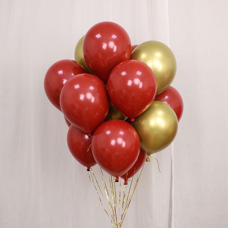 Double Tail Pomegranate Red Thick Balloon Wedding Party Decoration