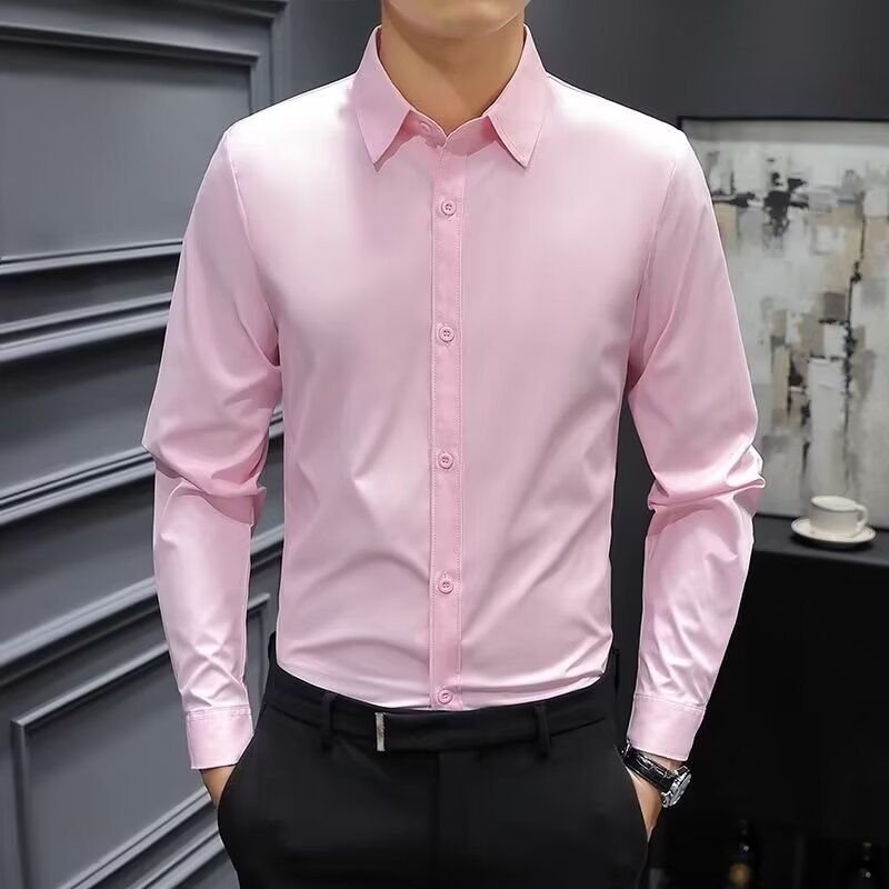 Men Fashion Solid Color Long Sleeve Shirt Top