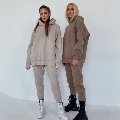 Autumn And Winter Women Fashion Casual Sports Hoodie Pants Two-Piece Set