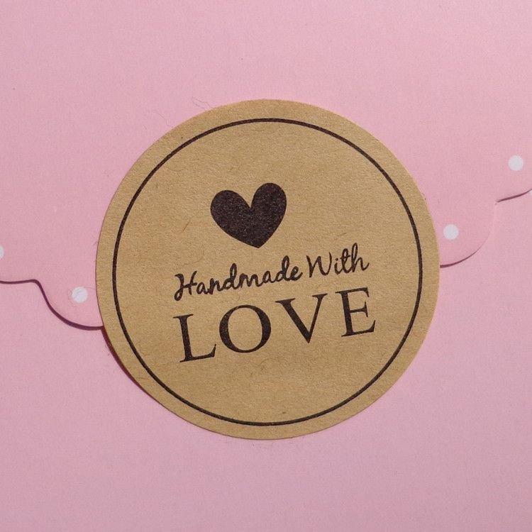 Fashion 12pcs Hand Made Love Letter Sticker Cookie Bag Baking Box Packaging Sticker