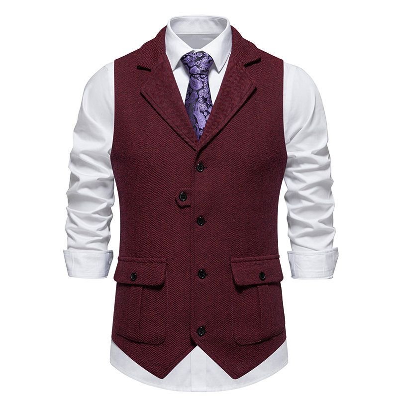 Men Fashion Business Casual Lapel Suit Vest