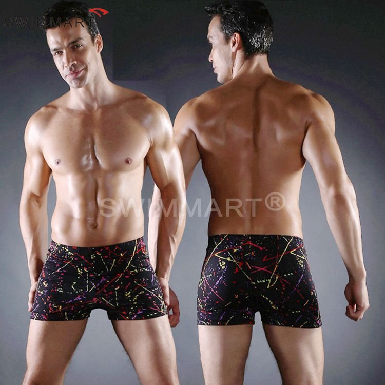 Men Casual High Elastic Printed Swimming Shorts