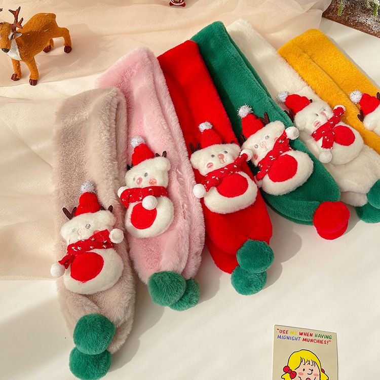 Kids Boys Girls Winter Casual Cute Christmas Snowman Plush Scarf