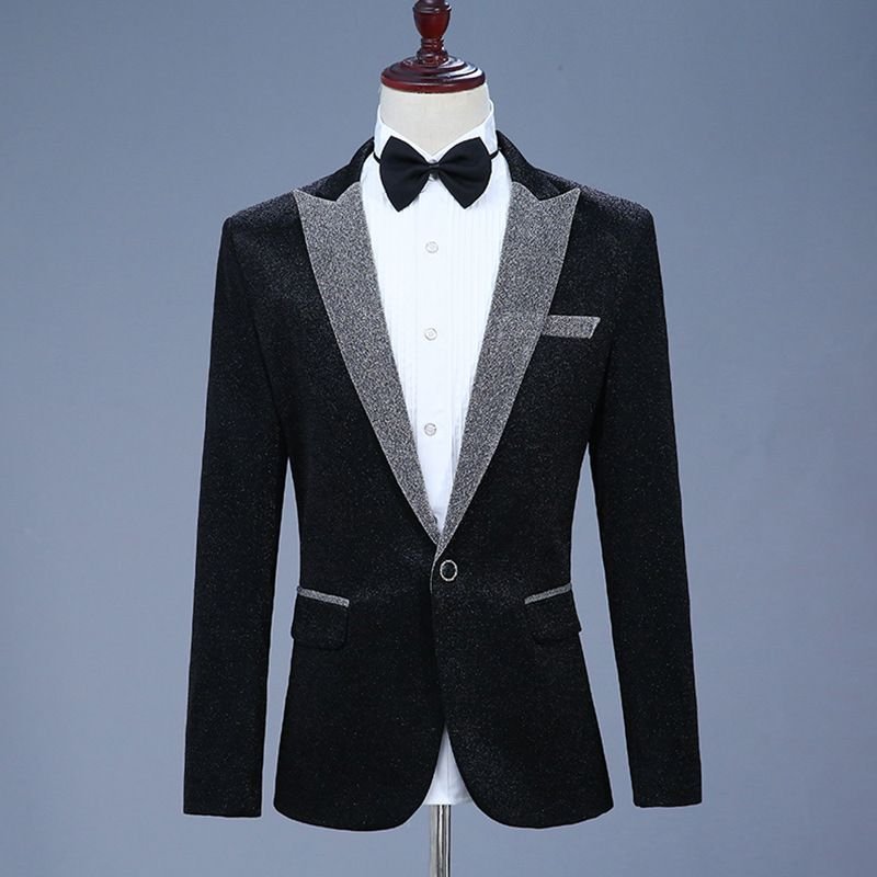 Men Fashion Casual Party Bow Long Sleeve V Neck Suit Coat