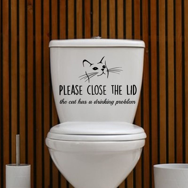 Simple Creative Please Close The Lid Toilet Toilet Sticker