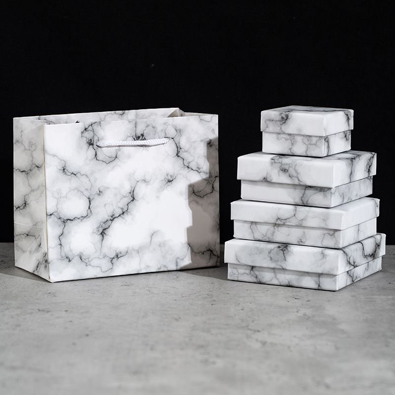 Fashion White Marble Pattern Jewelry Packaging Gift Box