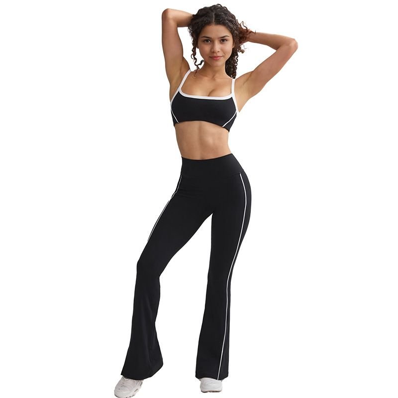 Line Yoga Trousers Flared Pants High Waist Hip Lifting Outdoor Sports Wide Leg Micro Yoga Pants