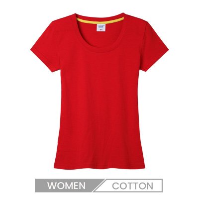 Women Summer Cotton Short-Sleeved U Neck T-Shirt Slim-Fit Crew Neck T-Shirt Custom