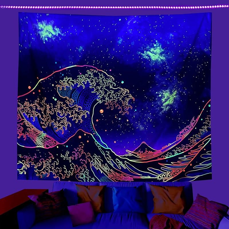 Fluorescent Tapestry Fashion Skull Flower Eyes Tapestry Bedroom Background Decoration Cloth