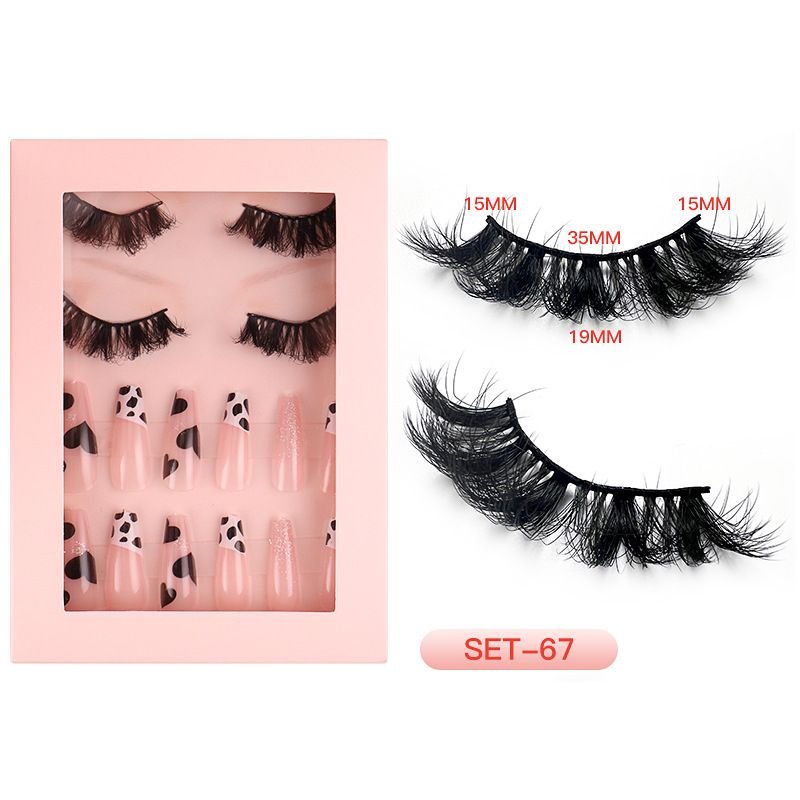 Fashion Imitation Mink Hair False Eyelashes False Nail Set