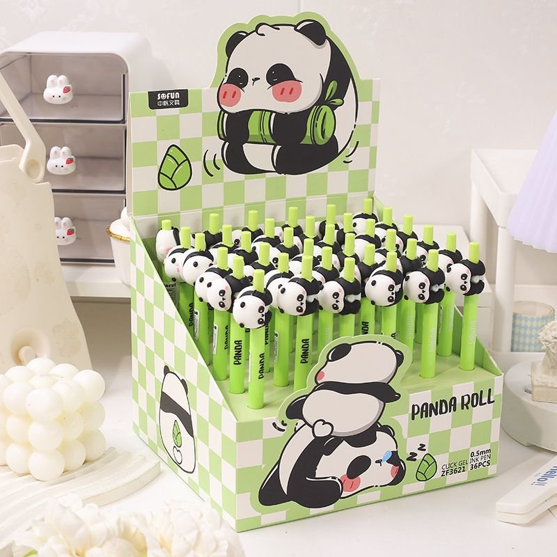 Cartoon Cute Press Panda Mechanical Pencil Gel Pen Student Stationery