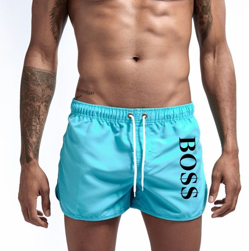 Men Summer Letter Print Colorful Swimwear Trunks Casual Beach Shorts