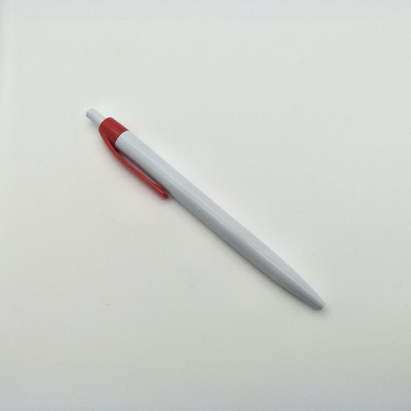 Simple White Stick Push Ballpoint Pen