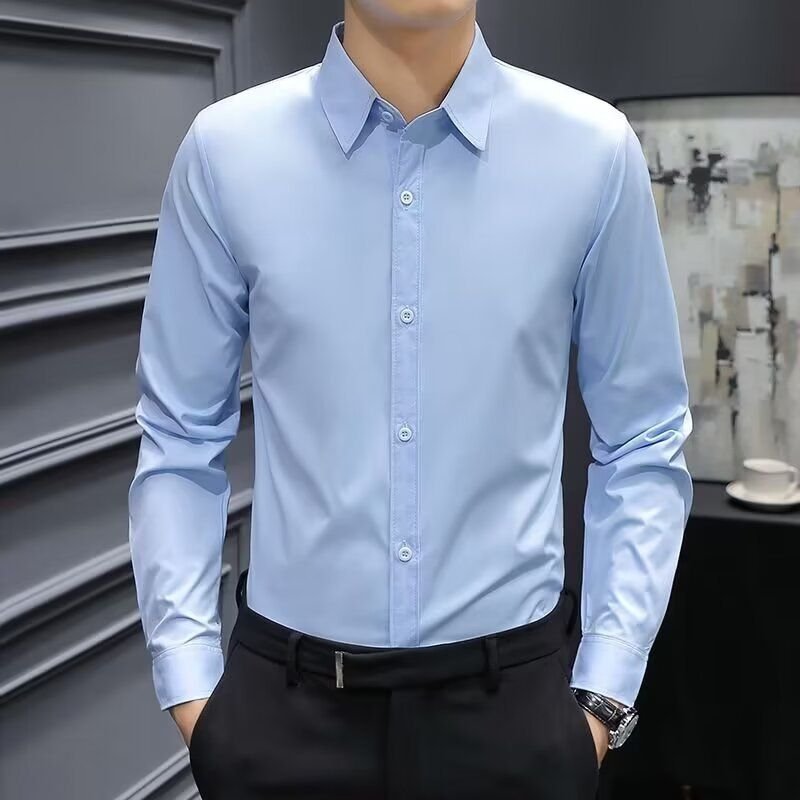 Men Fashion Solid Color Long Sleeve Shirt Top