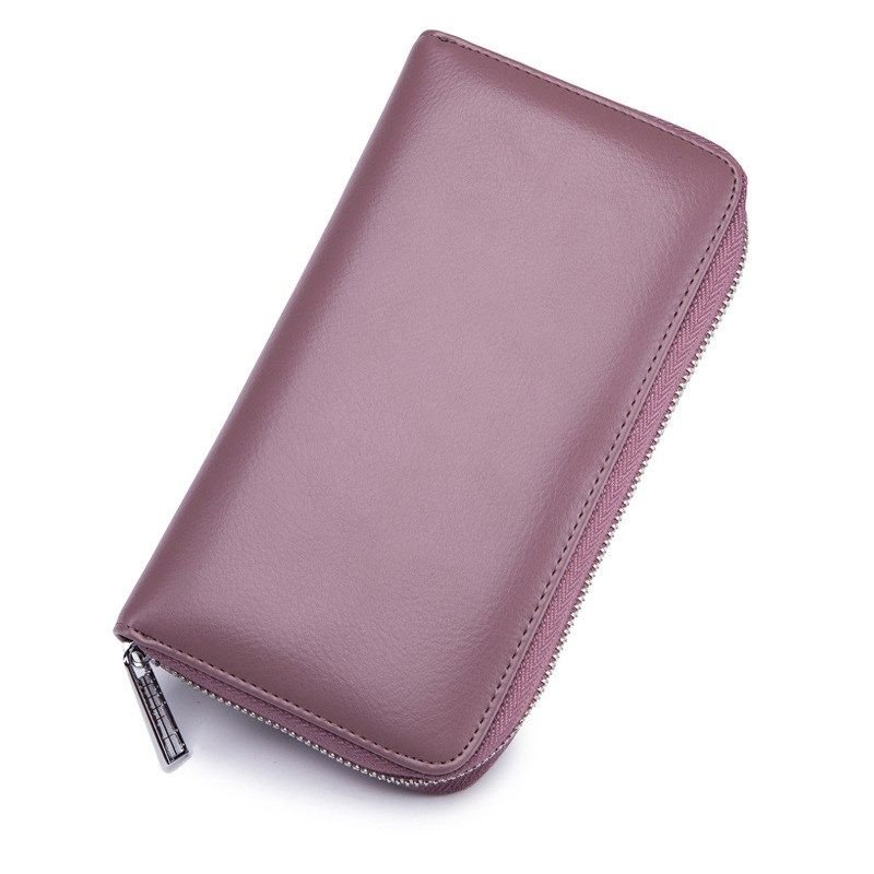 Leather Solid Color Long Zipper Magnetic Purse