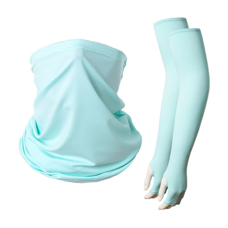 Unisex Summer Cycling Sunscreen Magic Scarf And Ice Silk Arm Sleeves Set