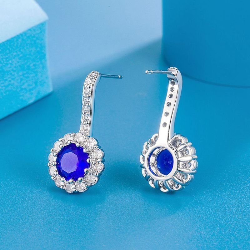 Women Fashion Multicolor Round Rhinestone Earrings