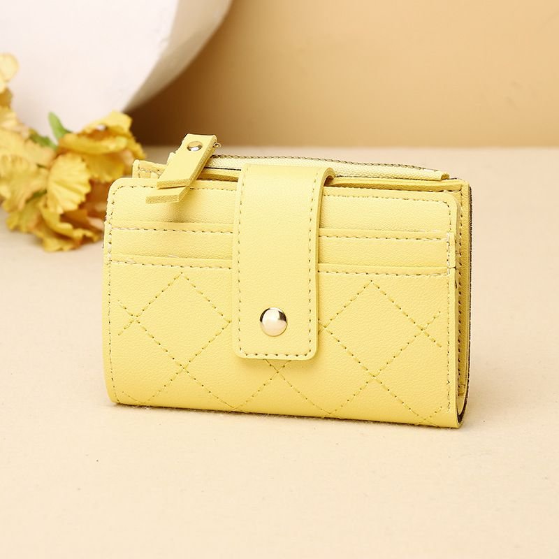 Women Fashion Solid Color Diamond Multi Card Mini Wallet