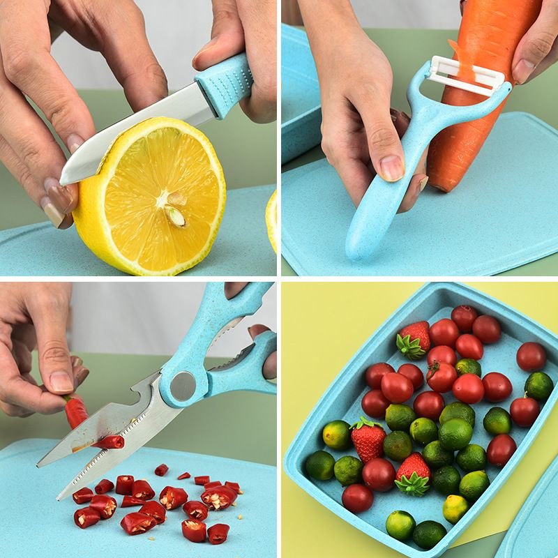 Children Cutting Board Fruit Knife Fruit Plate Kitchen Food Supplement Knife Set