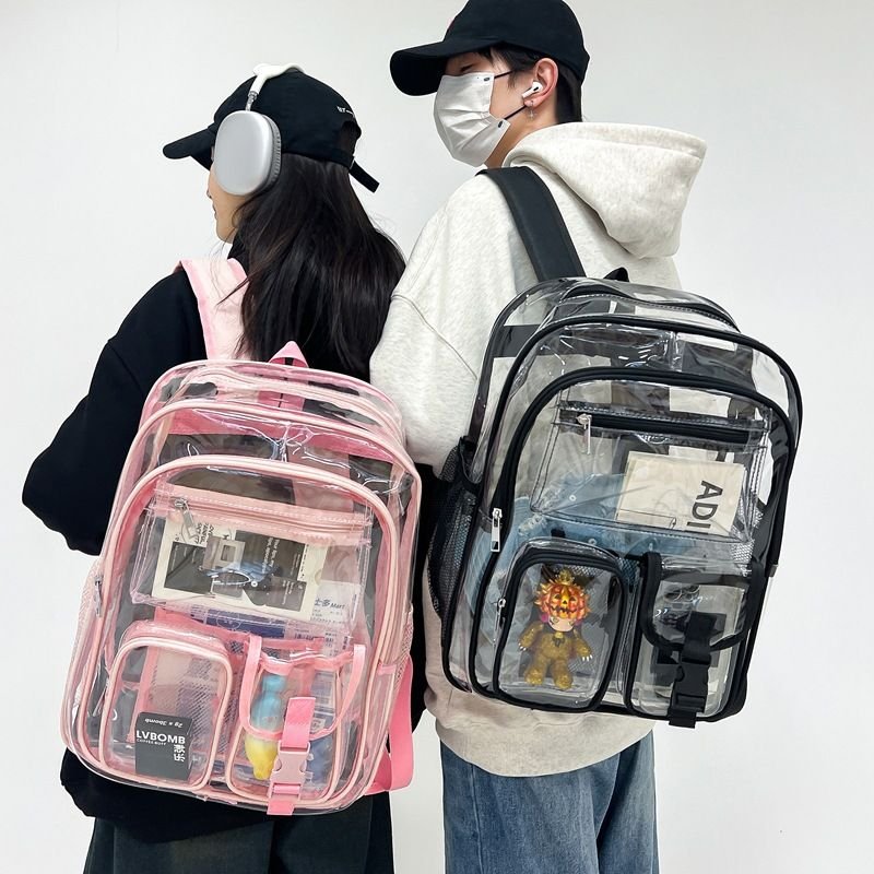 Fashionable Large Capacity Double-Layer Multi-Pocket Clear Pvc Backpack