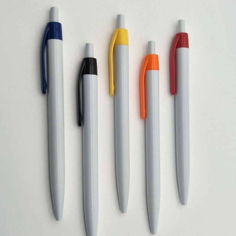 Simple White Stick Push Ballpoint Pen