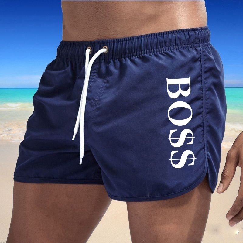 Men Summer Letter Print Colorful Swimwear Trunks Casual Beach Shorts