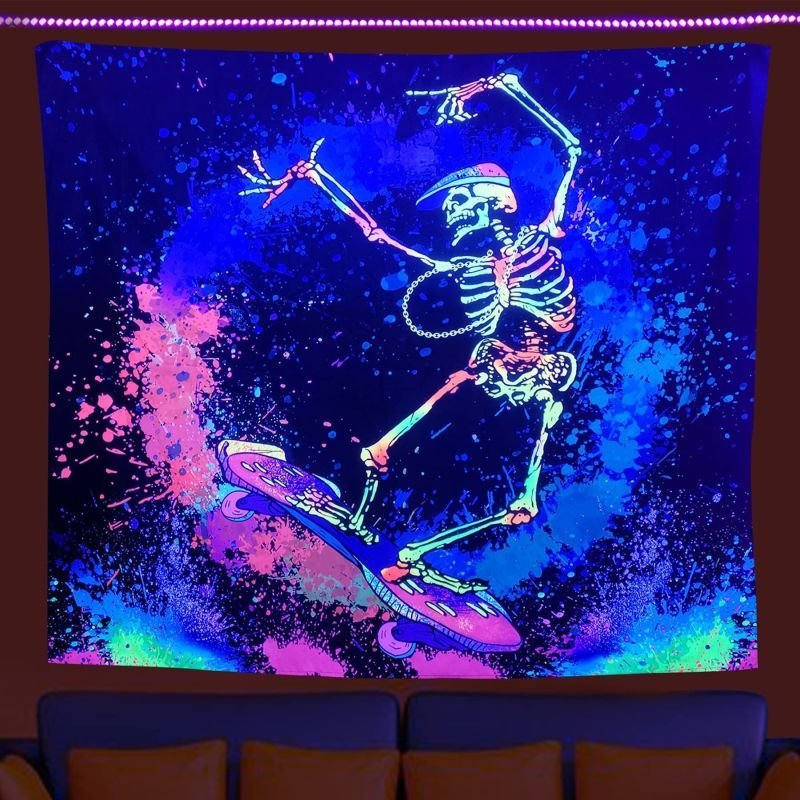 Fluorescent Tapestry Fashion Skull Flower Eyes Tapestry Bedroom Background Decoration Cloth