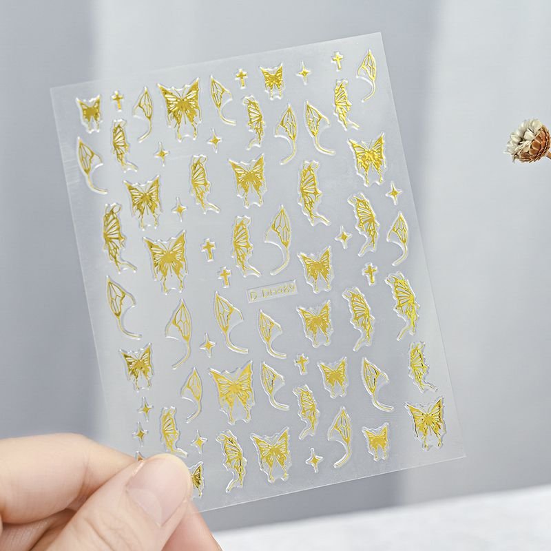 Laser Gold And Silver Gothic Liquid Butterfly Nail Art Sticker