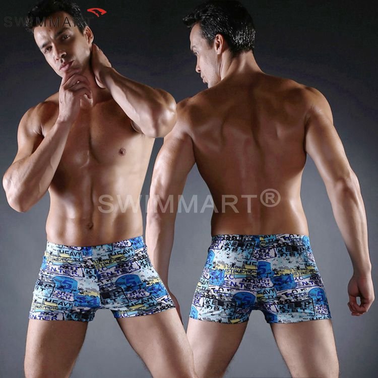 Men Casual High Elastic Printed Swimming Shorts