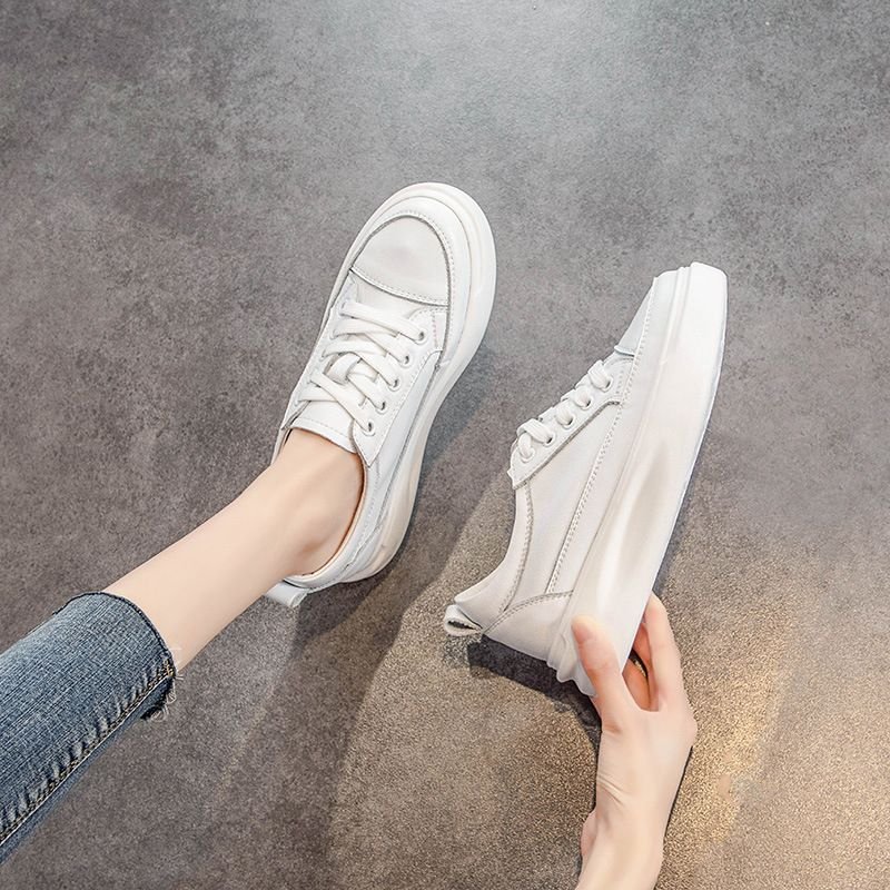 Size:4.5-8 Women Leisure Breathable Leather Upper Platform Sneakers Shoes