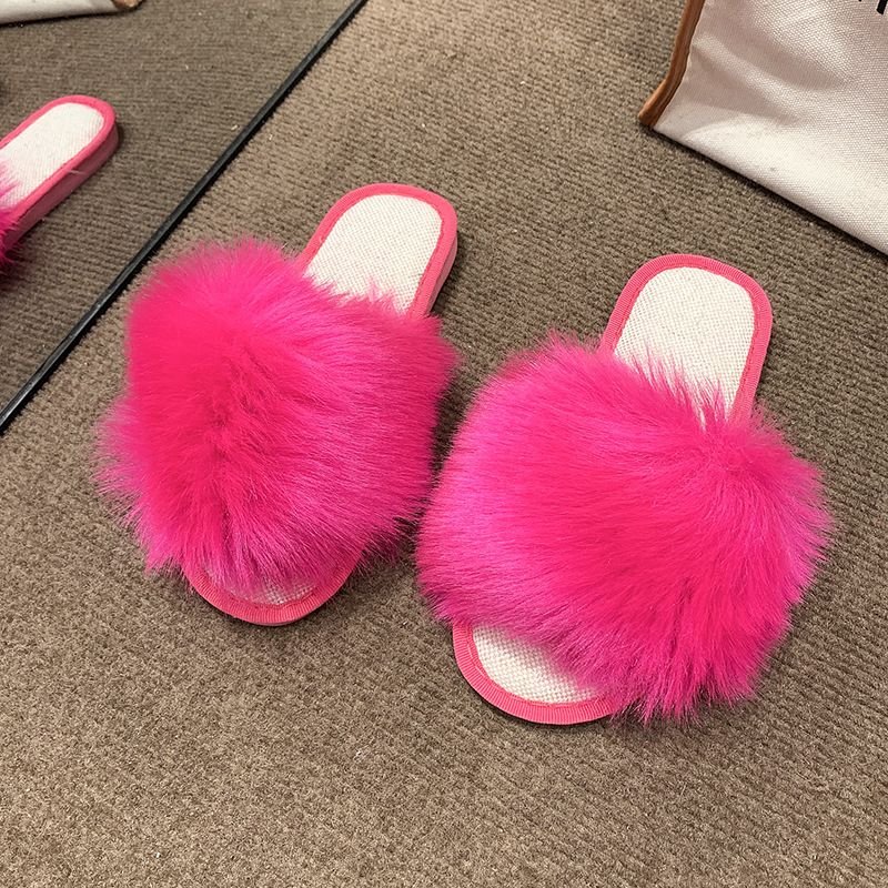 Women Fashion Plush Flat Slippers