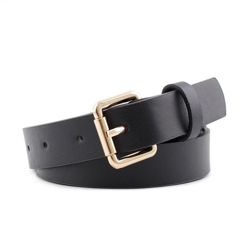 Women Simple Solid Color Snake Print PU Belt