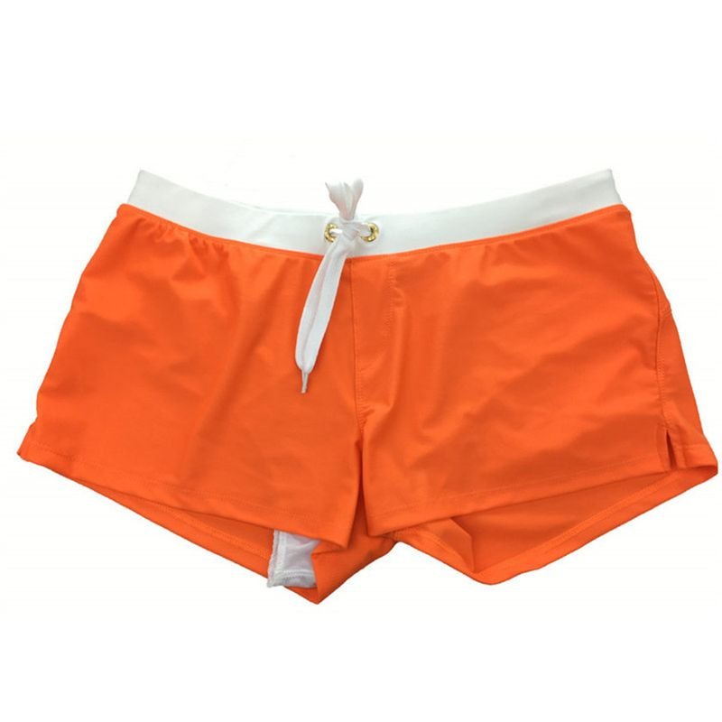 Men Swimming Trunks Fashion Back Zipper Pocket Design Color Blocking Beach Shorts