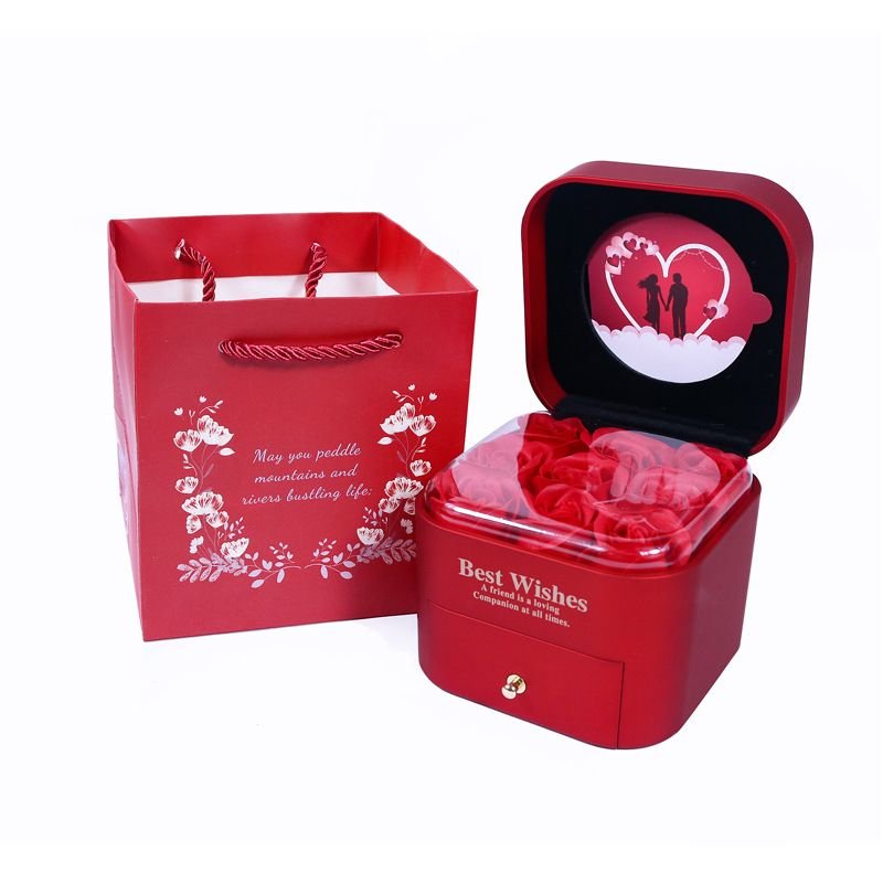 Rose Gift Box Valentine Day Jewelry Ring Lipstick Packaging Drawer Box