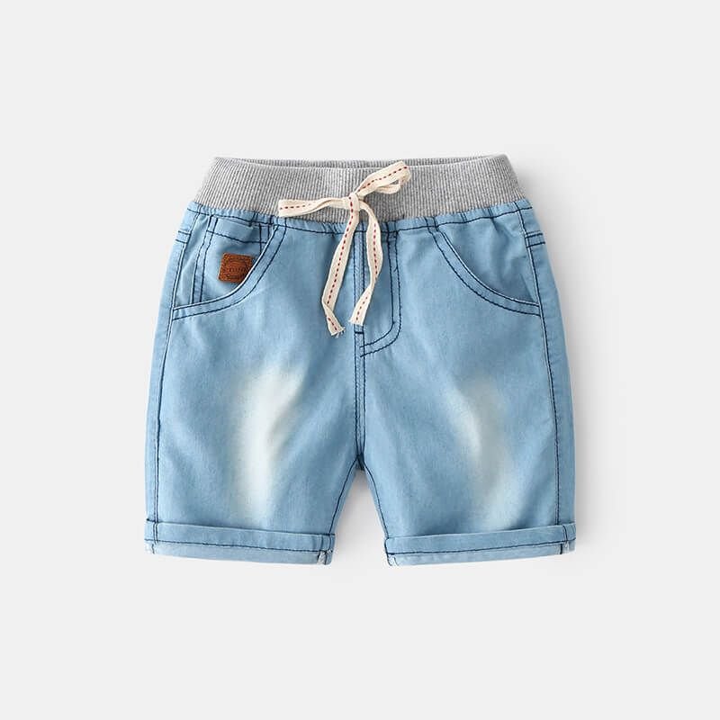 Boys Simple Elastic Design Denim Shorts