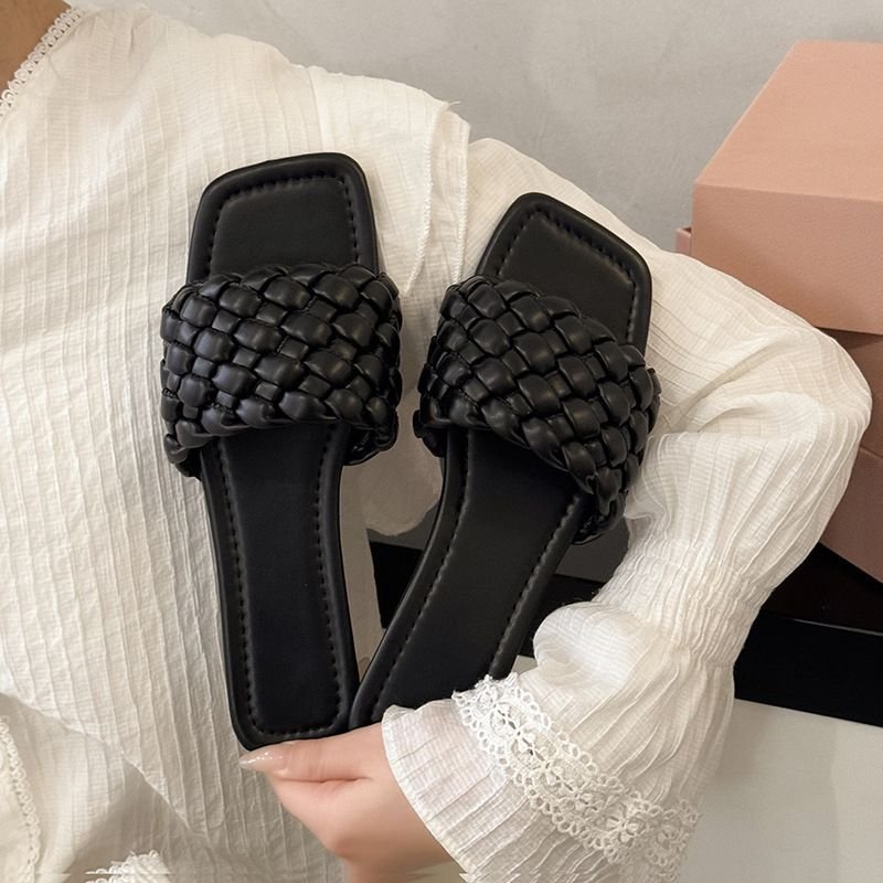 Women Fashion Woven Flat Slippers