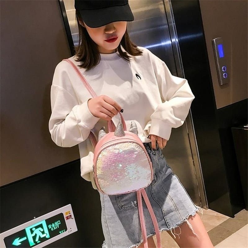 Kids Cute Unicorn Sequin Design PU Bag