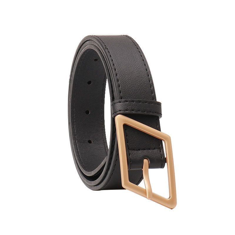 Women Fashion Solid Color Alloy Pin Buckle Belt