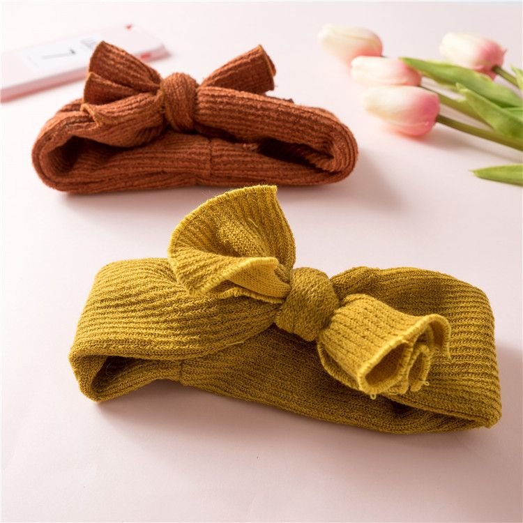 Kids Simple Solid Color Bowknot Elastic Headband