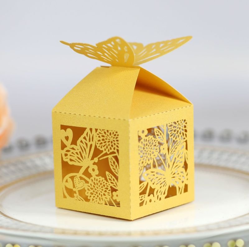 Simple Creative Hollow Butterfly Floral Wedding Candy Packaging Box