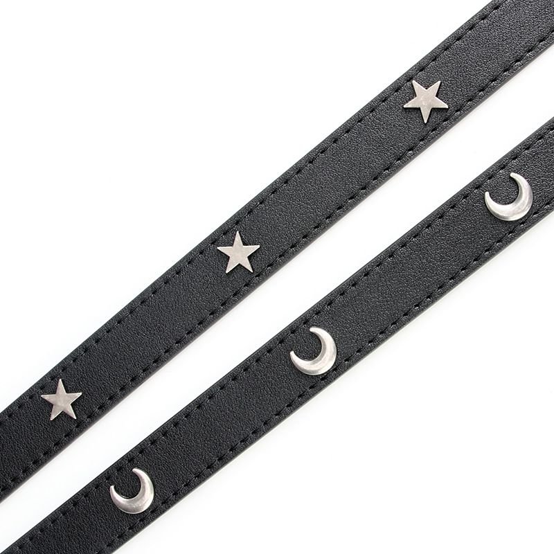 Women Simple Punk Moon Rivet Decoration Belt