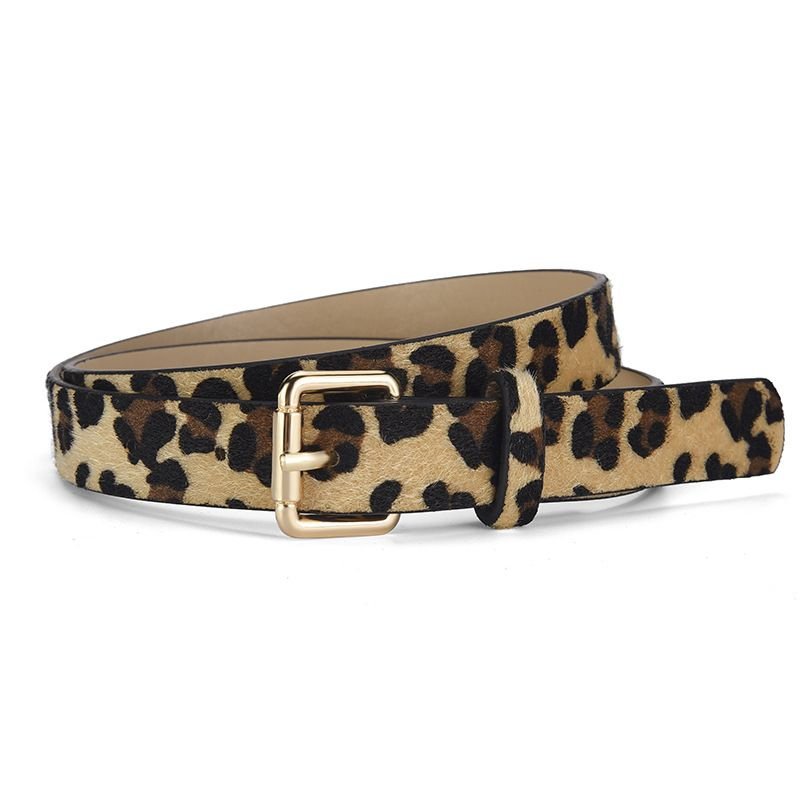 Women Simple Solid Color Snake Print PU Belt