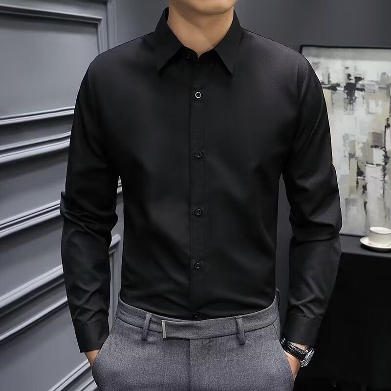 Men Fashion Solid Color Long Sleeve Shirt Top