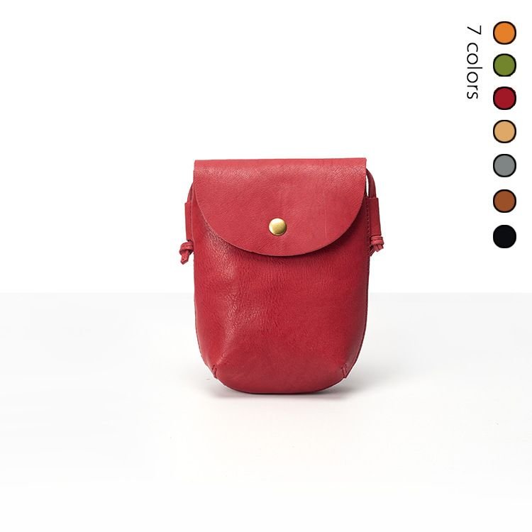 Women Simple Solid Color Leather Flap-On Mini Crossbody Bag