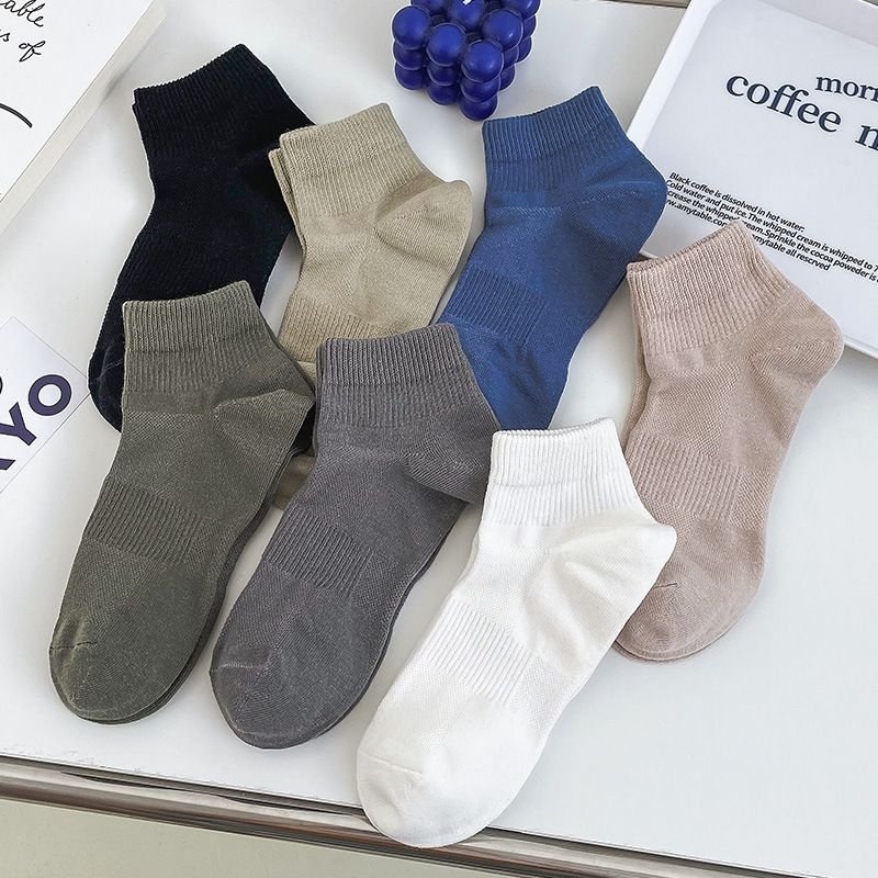 Solid Color Men Cotton Summer Thin Short Ankle Classic Socks Custom