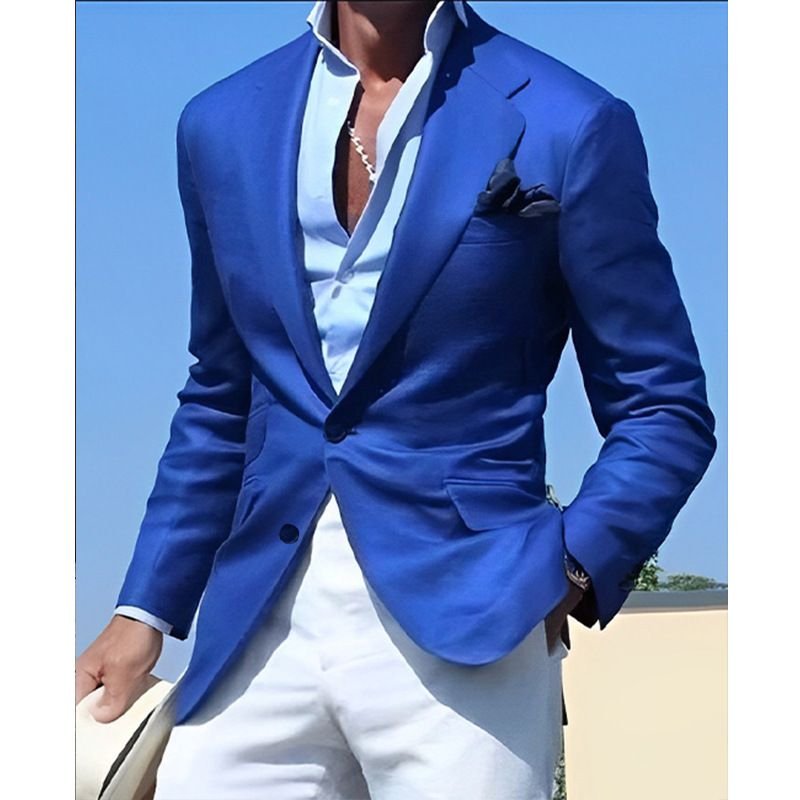 Men Fashion Casual Party Stripe Print Long Sleeve Lapel Suit