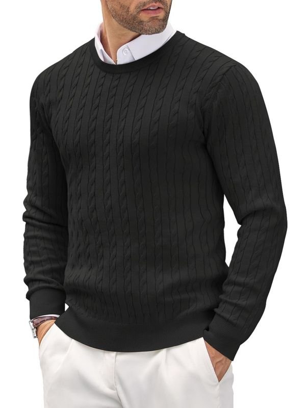 Autumn And Winter Men Round Neck Knitted Twist Slim-Fit Sweater