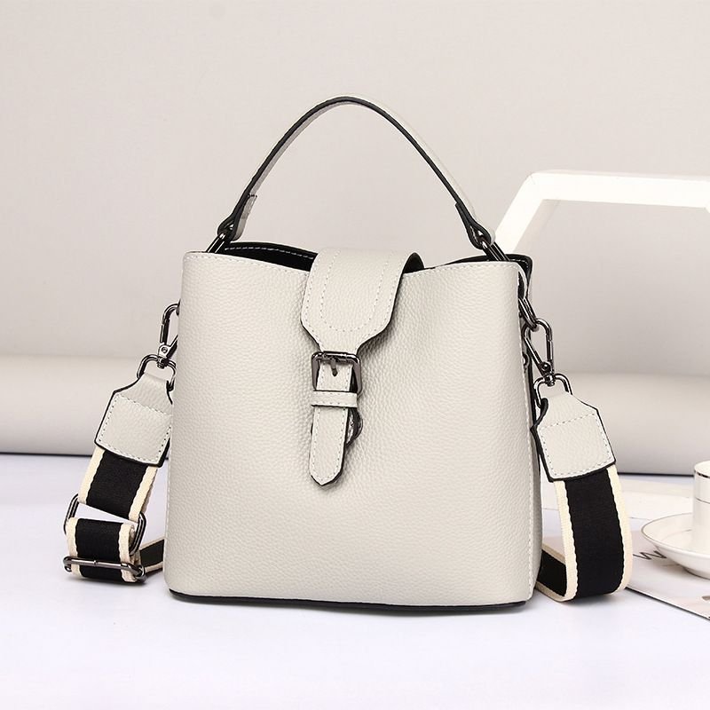 Women'S Fashion All-Match Bucket Bag Genuine Leather Handbag